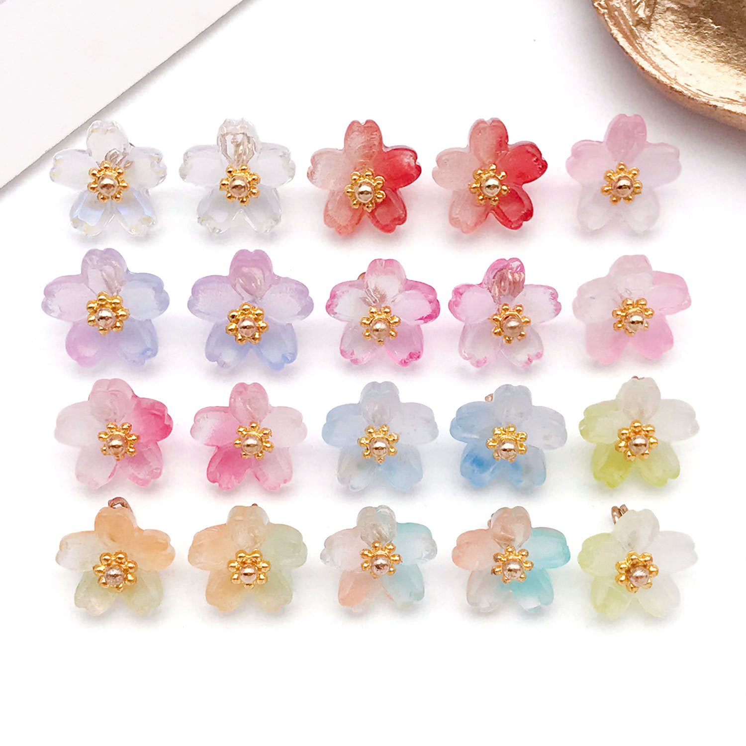 Ethnic Fashion Wear - 10/20pcs Vibrant Glass Cherry Blossom Pendants
