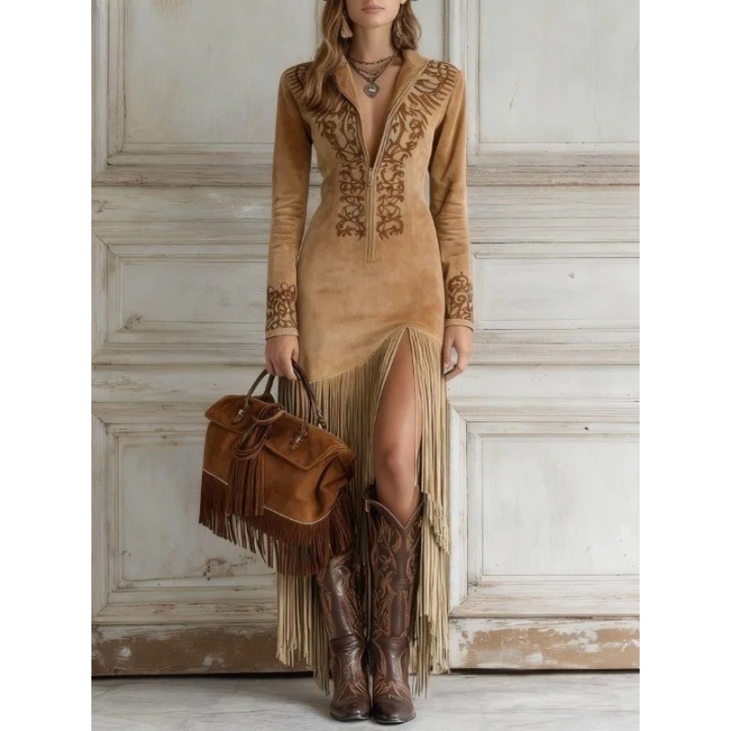 Women's Autumn Dress Retro Eth - огляд і ціна Ethnic Chic Fashion