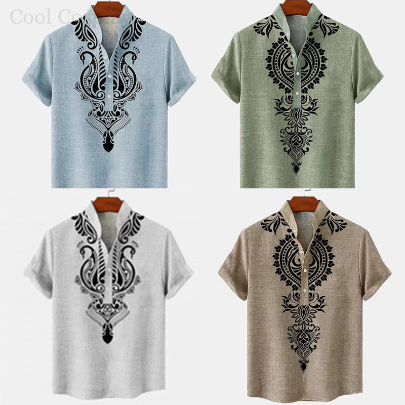 Male Retro Tops Henley Shirt M - огляд і ціна Ethnic Fashion Style