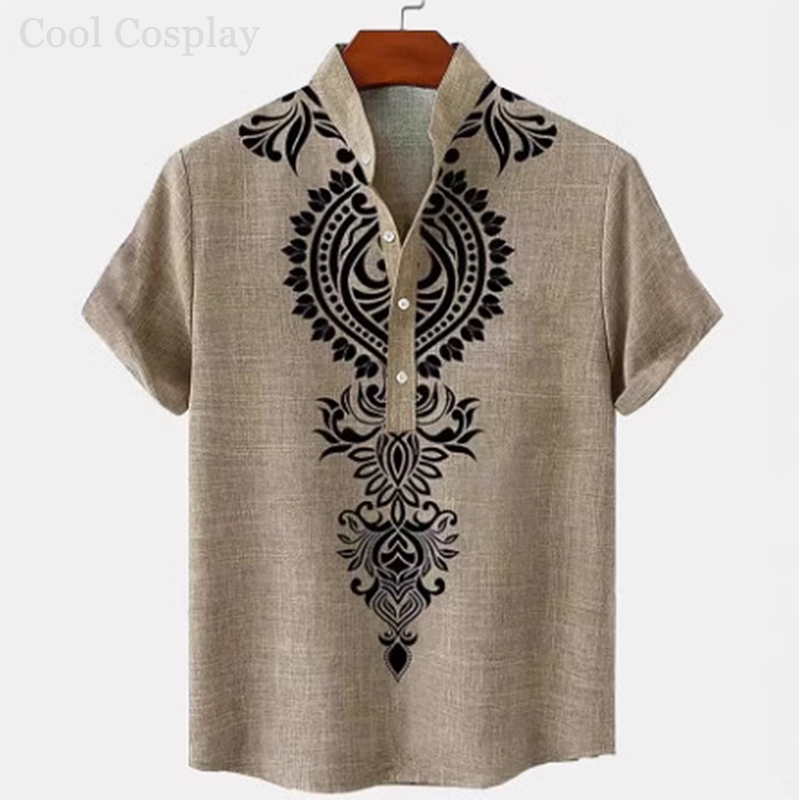 Male Retro Tops Henley Shirt M - огляд і ціна Ethnic Fashion Style