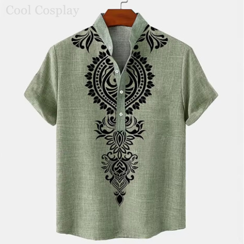 Male Retro Tops Henley Shirt M - огляд і ціна Ethnic Fashion Style