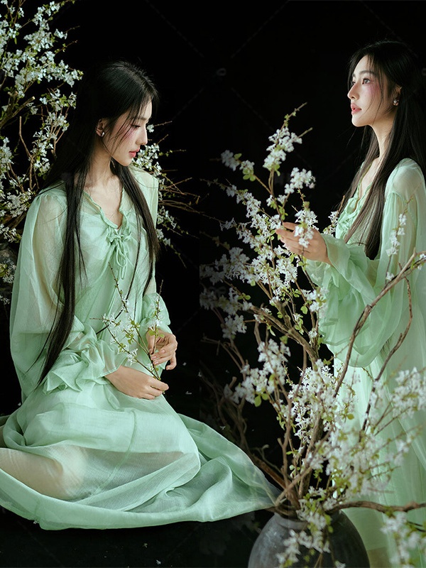 Chinese Style Green Dress Trad - огляд і ціна Ethnic Fashion Studio
