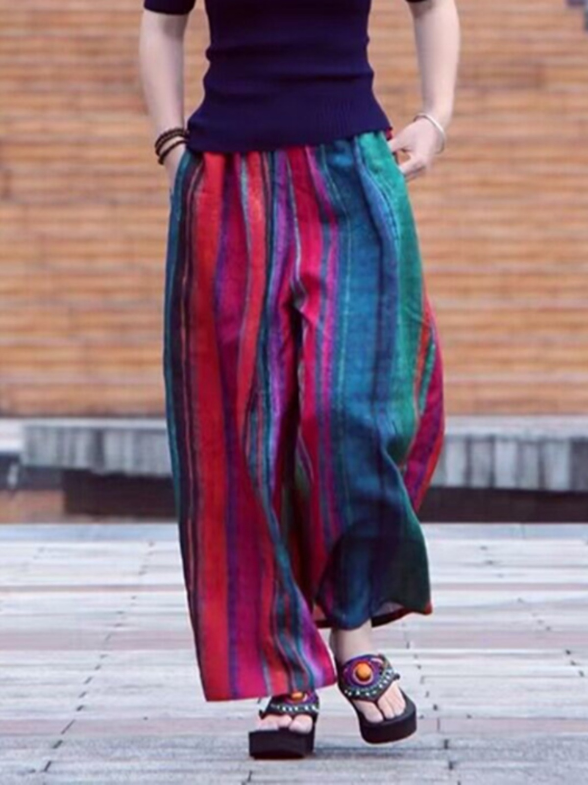 Summer Casual Artistic Wide Le - огляд і ціна Ethnic Fashion Style