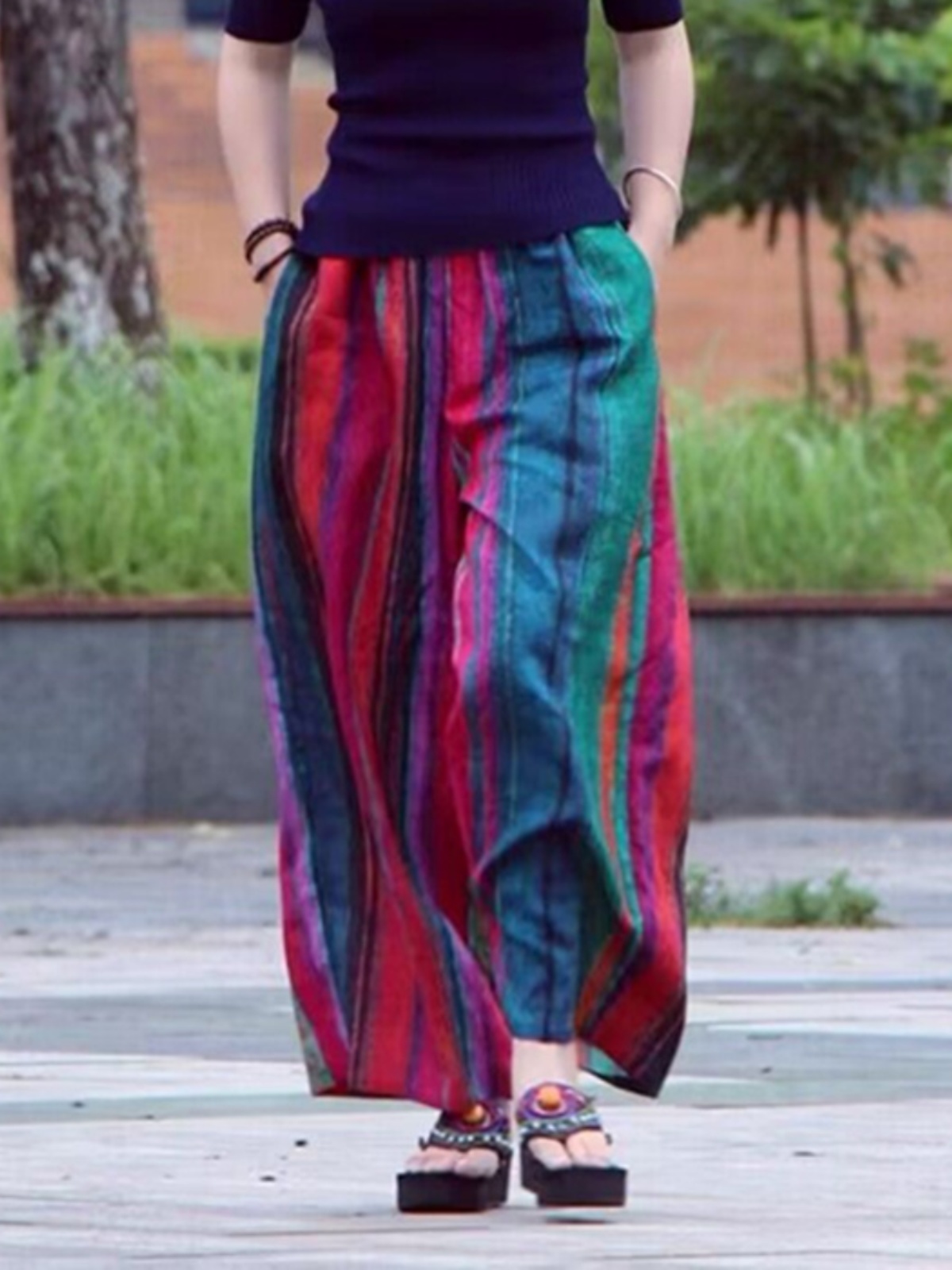 Summer Casual Artistic Wide Le - огляд і ціна Ethnic Fashion Style