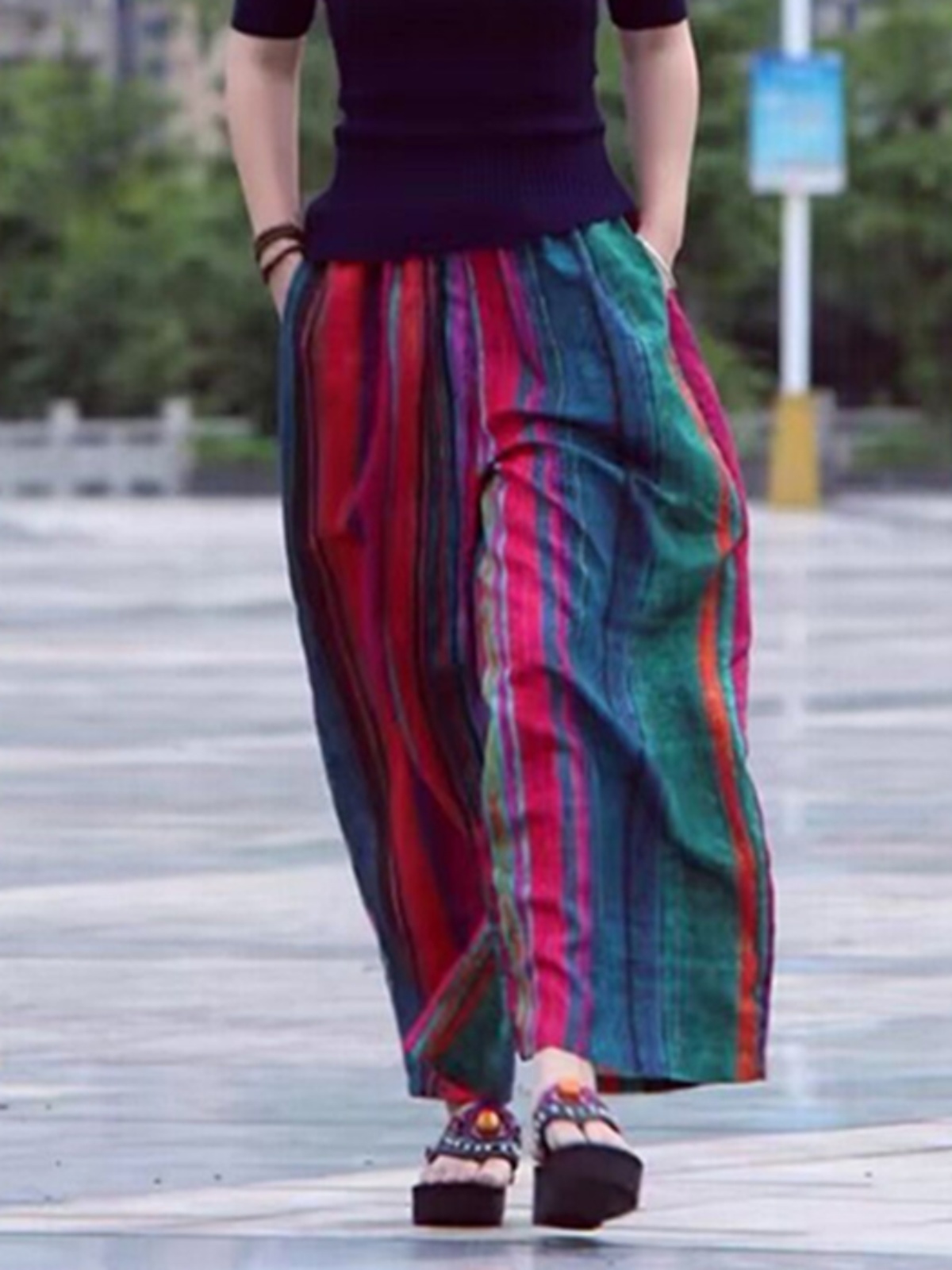 Summer Casual Artistic Wide Le - огляд і ціна Ethnic Fashion Style