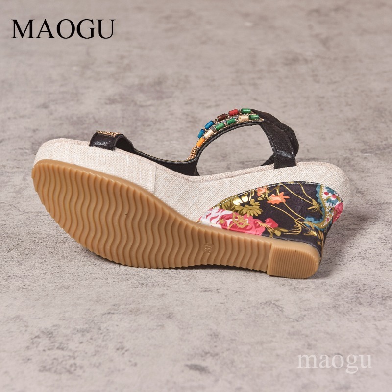 Boho Beaded Floral Wedge Sanda - огляд і ціна Ethnic Fashion Women