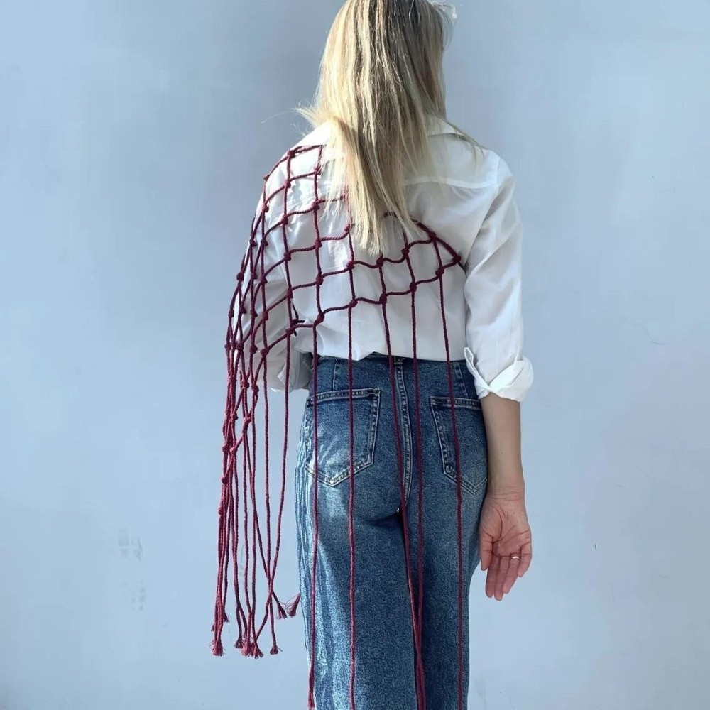 Bohemian Netted Fringe Scarf S - огляд і ціна Ethnic Fashion Design