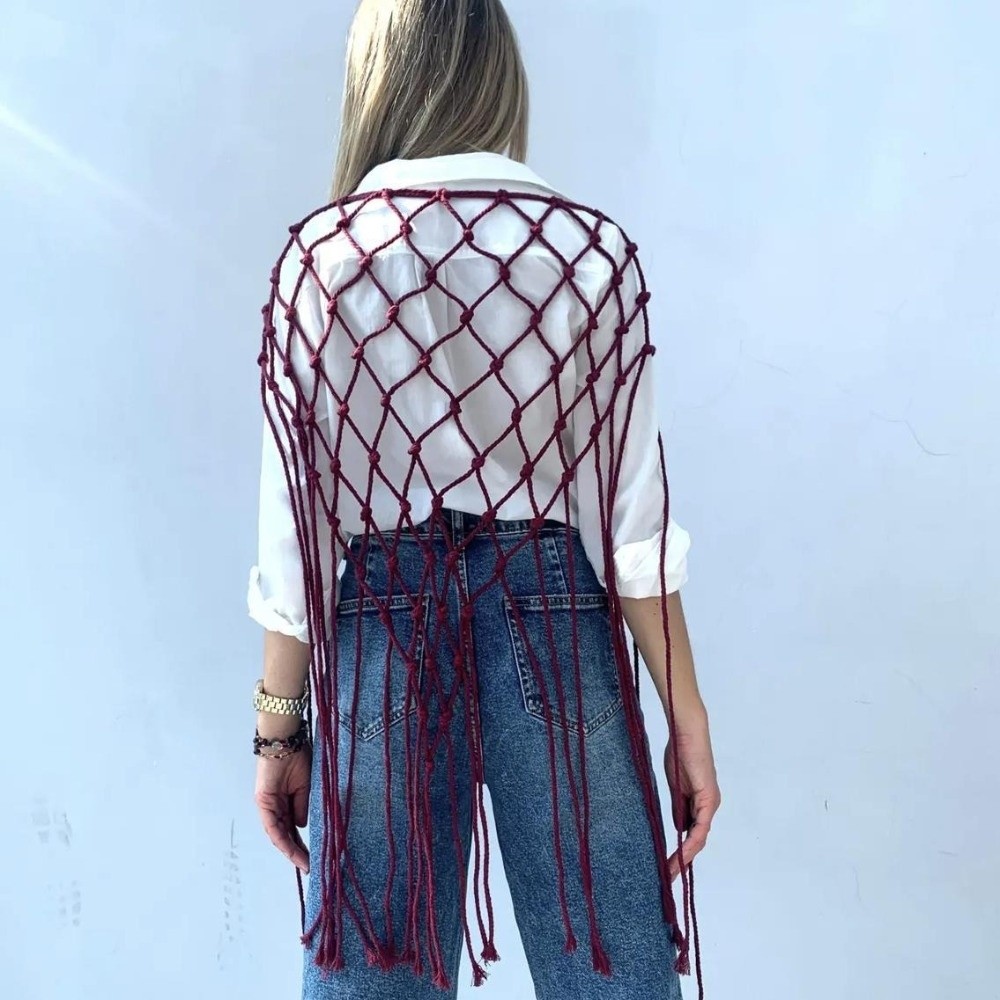 Bohemian Netted Fringe Scarf S - огляд і ціна Ethnic Fashion Design