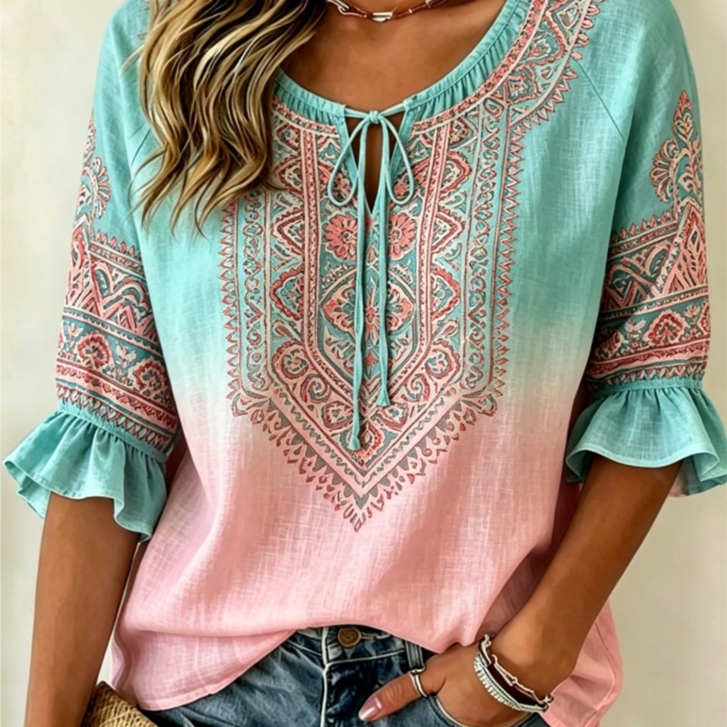 Women's Gradient Blue Pink Eth - огляд і ціна Ethnic Fashion Wear