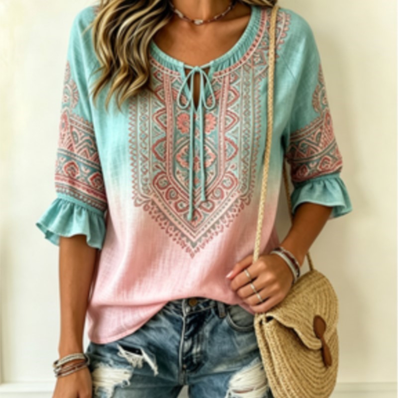 Women's Gradient Blue Pink Eth - огляд і ціна Ethnic Fashion Wear